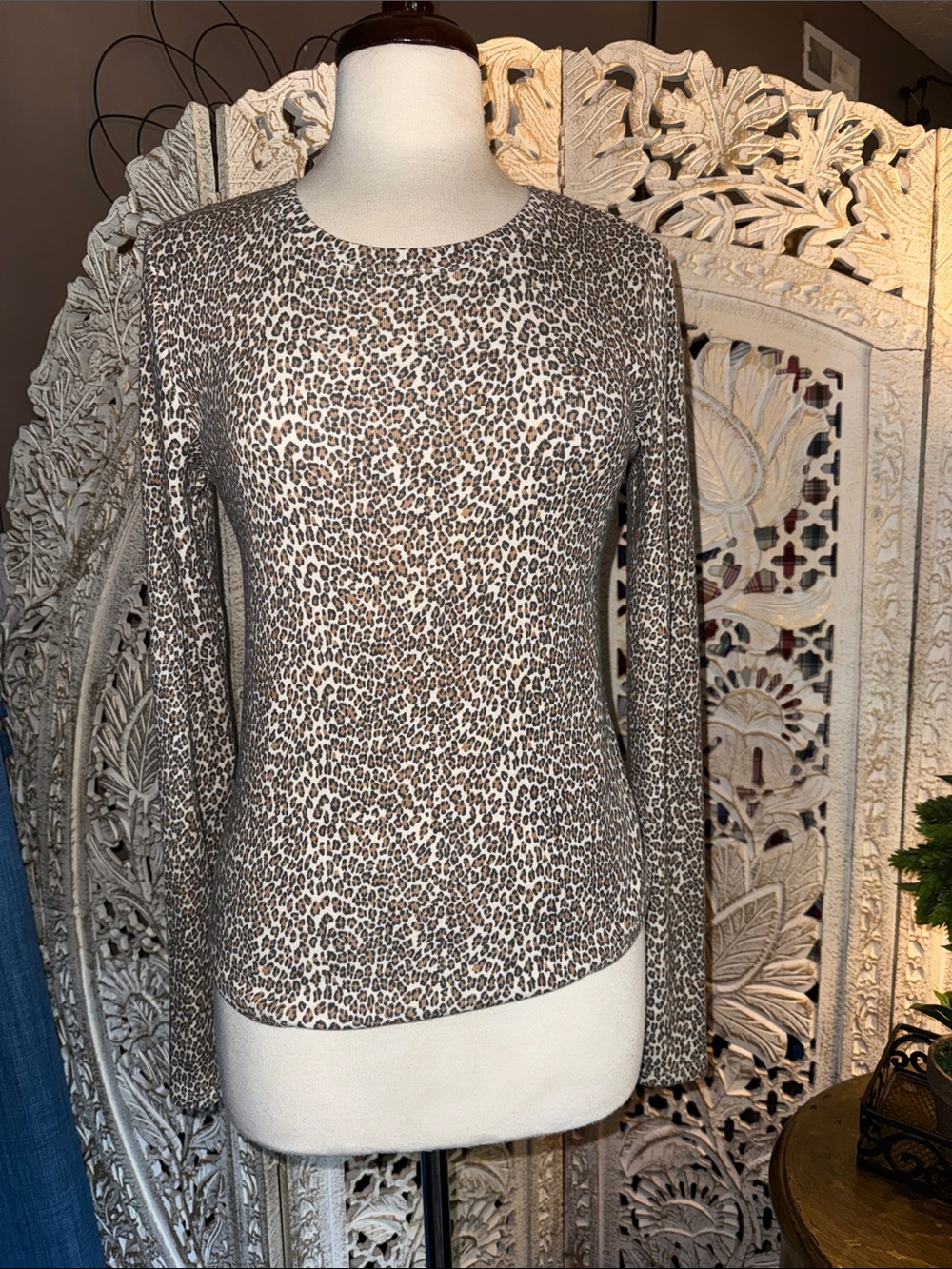 American Eagle Outfitters Leopard Print Long-Sleeve Top - Brown/Black